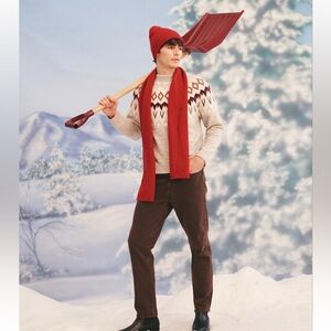 Naadam Men’s XL Gray Luxe 100% Cashmere Fair Isle Crewneck  Pullover Sweater